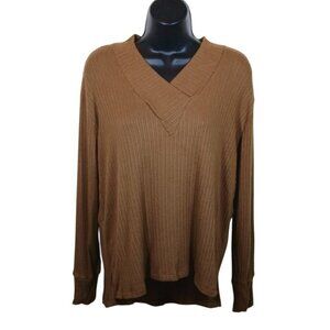 LNA Women's crossover V neck ribbed knit sweater size small